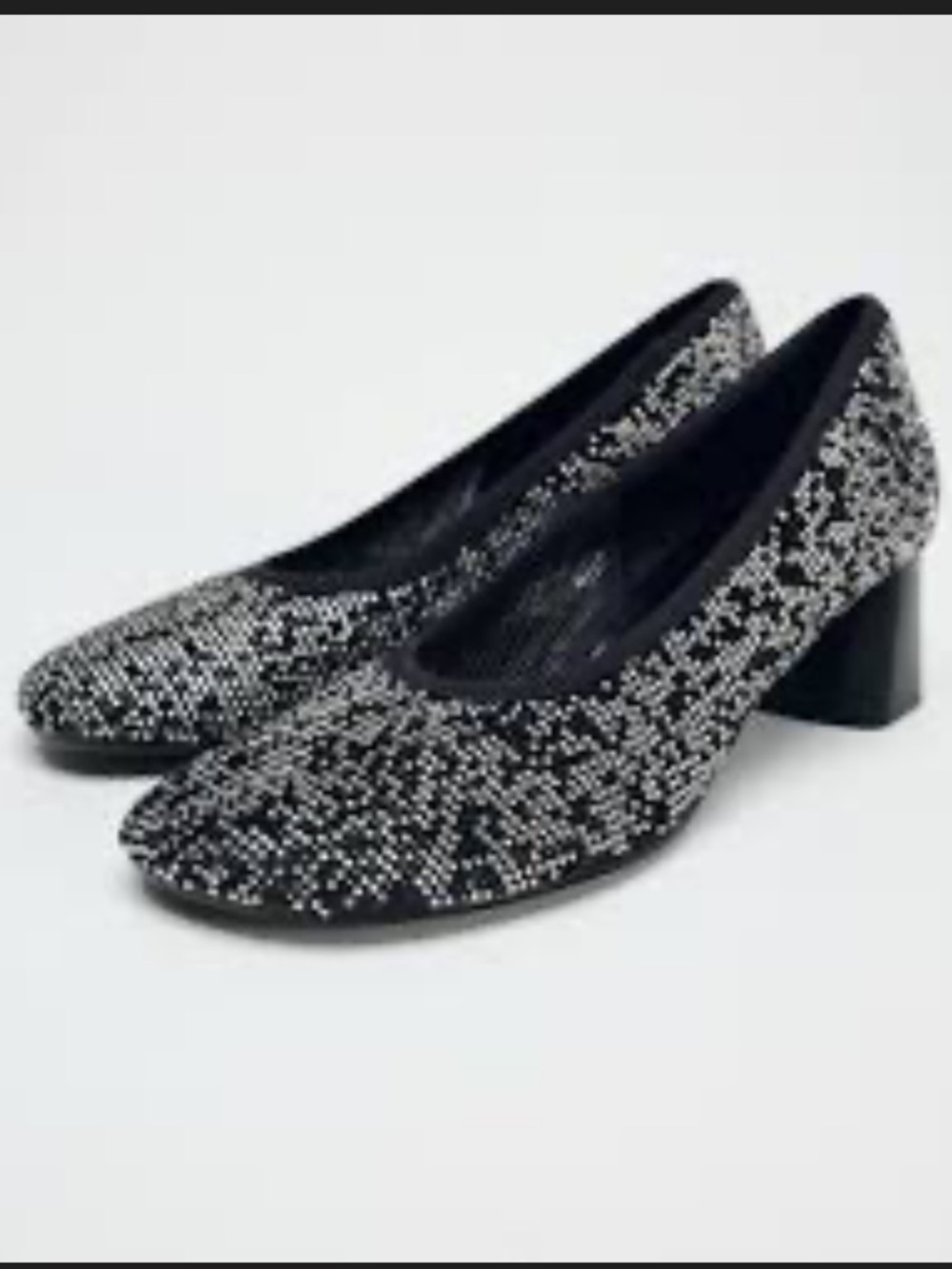 Zara Black Pumps with Silver Rhinestone Detail NEW!